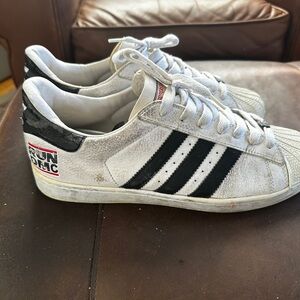 Adidas Run DMC Superstar White Sneakers with Black Three-Stripes